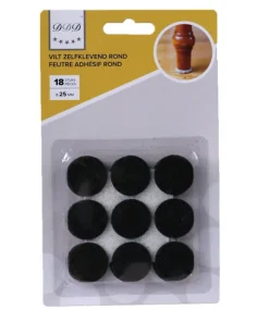 18 pieces feutre adh rond noir 25 mm