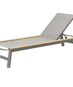 Bain de soleil Jennifer ajustable avec Polywood - Aluminium - Gris clair textilène