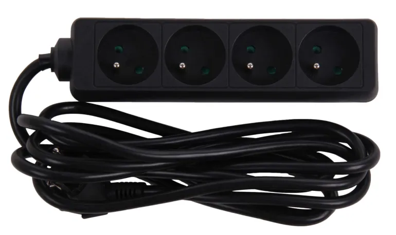 Bloc multi-prises avec corde 3 m noir 4 x 16 A