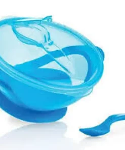 Bol ventouse avec cuillère - bleu - 6m+