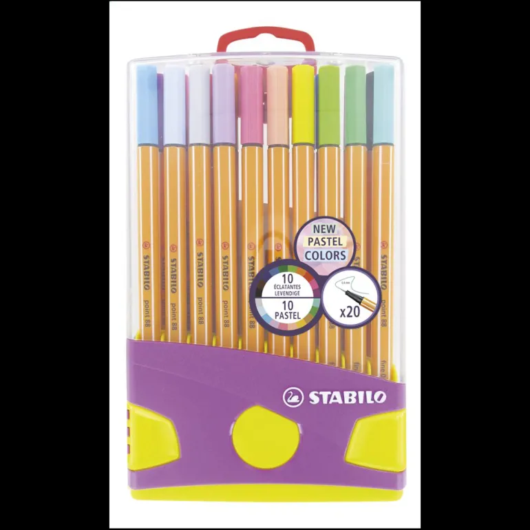 Boîte de 20 feutres fins couleurs pastel