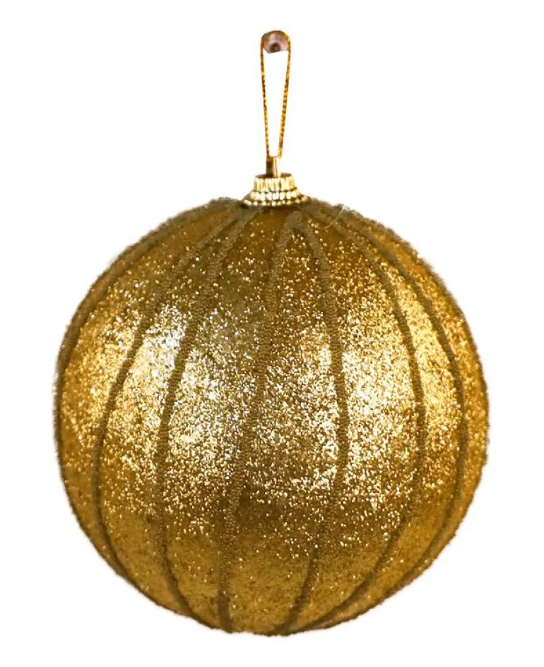 Boule noël avec rayures L or
