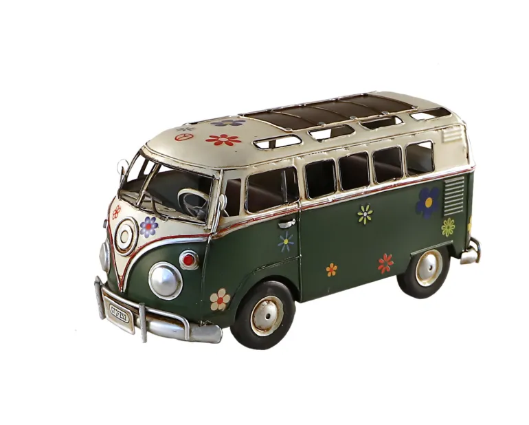 Bus Métal Avec Fleurs Decoratif