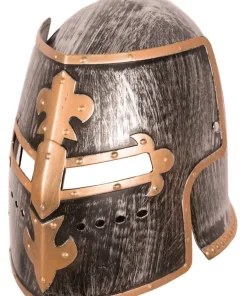 Casque chevalier médiéval - Gris/or