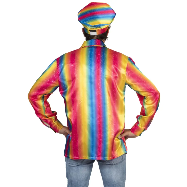 Chemise disco arc-en-ciel homme - Taille 48/50