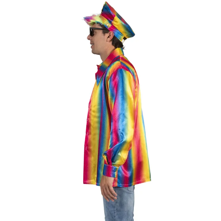 Chemise disco arc-en-ciel homme - Taille 48/50
