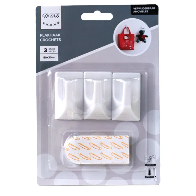 Crochet amovibles 3 pieces carre blanc