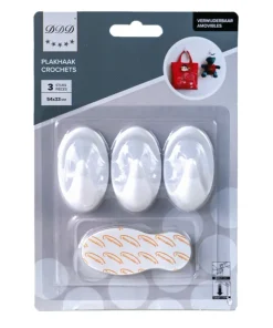 crochets amovibles 3 pieces oval blanc