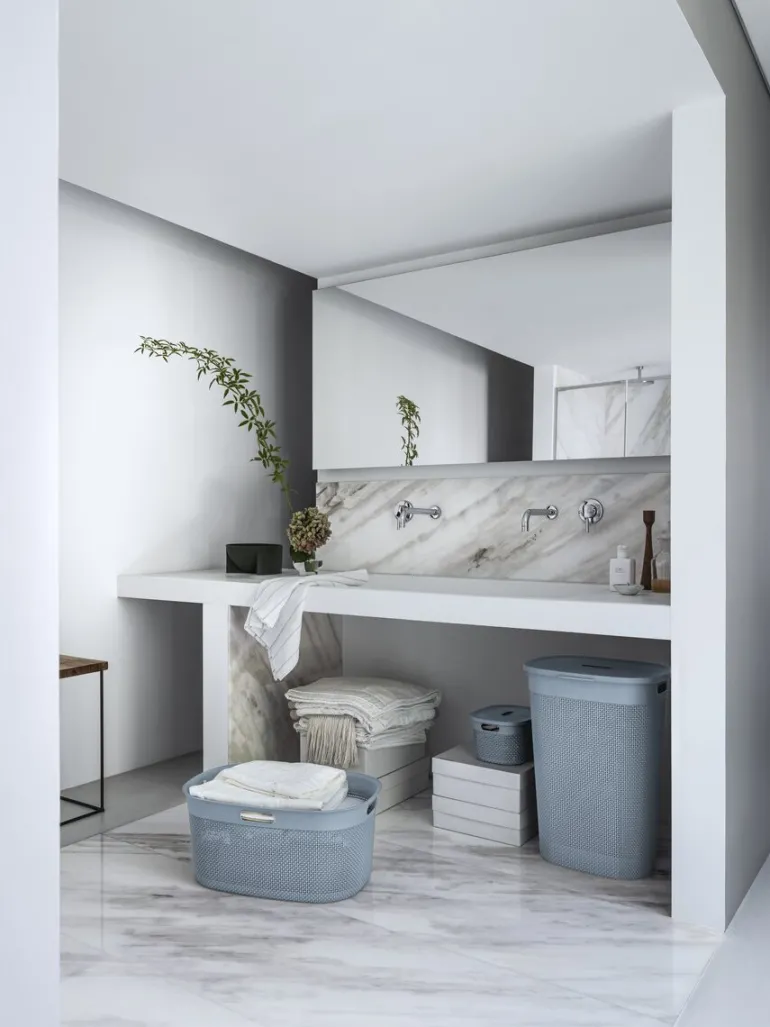Curver Filo Panier à Linge avec Couvercle Bleu/Gris - 55L