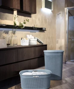 Curver Filo Panier à Linge avec Couvercle Bleu/Gris - 55L