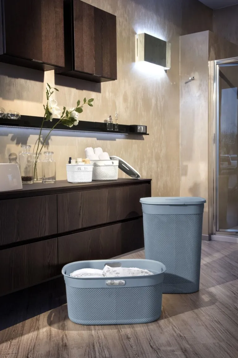 Curver Filo Panier à Linge avec Couvercle Bleu/Gris - 55L