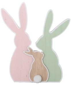 Décoration lapin familial en bois 22cm