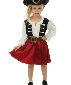 Déguisement de pirate avec chapeau fille - 3 pièces - Bleu - 5-6 ans
