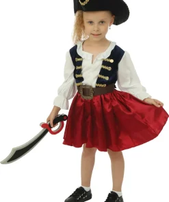 Déguisement de pirate avec chapeau fille - 3 pièces - Bleu - 5-6 ans