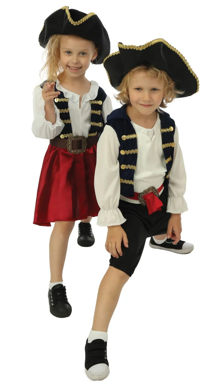 Déguisement de pirate avec chapeau garçon - 3 pièces - Bleu - 7-9 ans