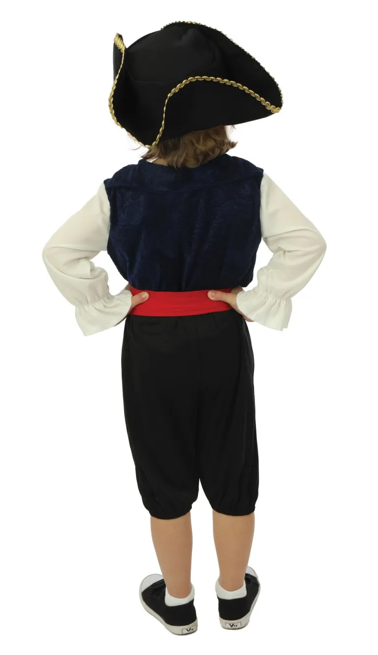 Déguisement de pirate avec chapeau garçon - 3 pièces - Bleu - 7-9 ans