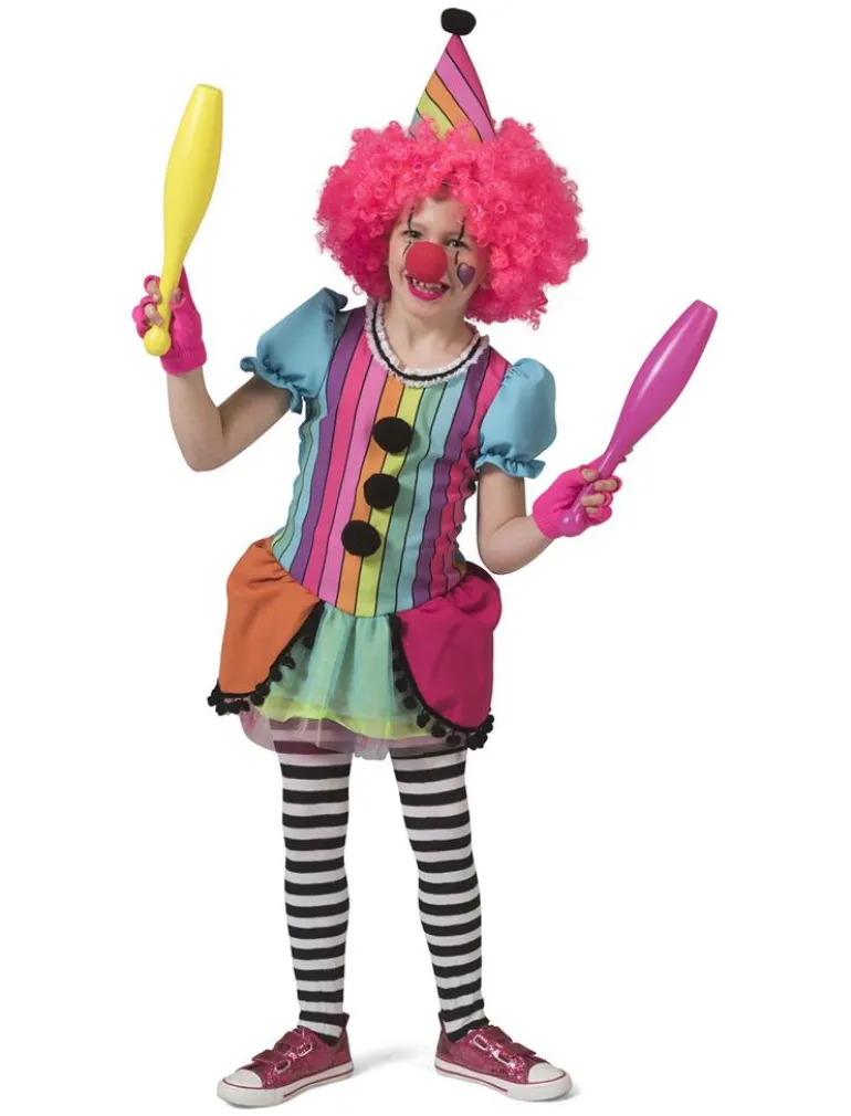 Déguisement enfant Clown arc-en-ciel Fille - Taille 104