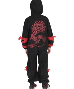 Déguisement enfant Ninja Noir avec Dragon Rouge - Taille 164