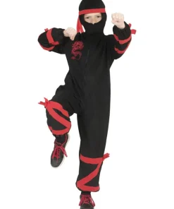 Déguisement enfant Ninja Noir avec Dragon Rouge - Taille 116