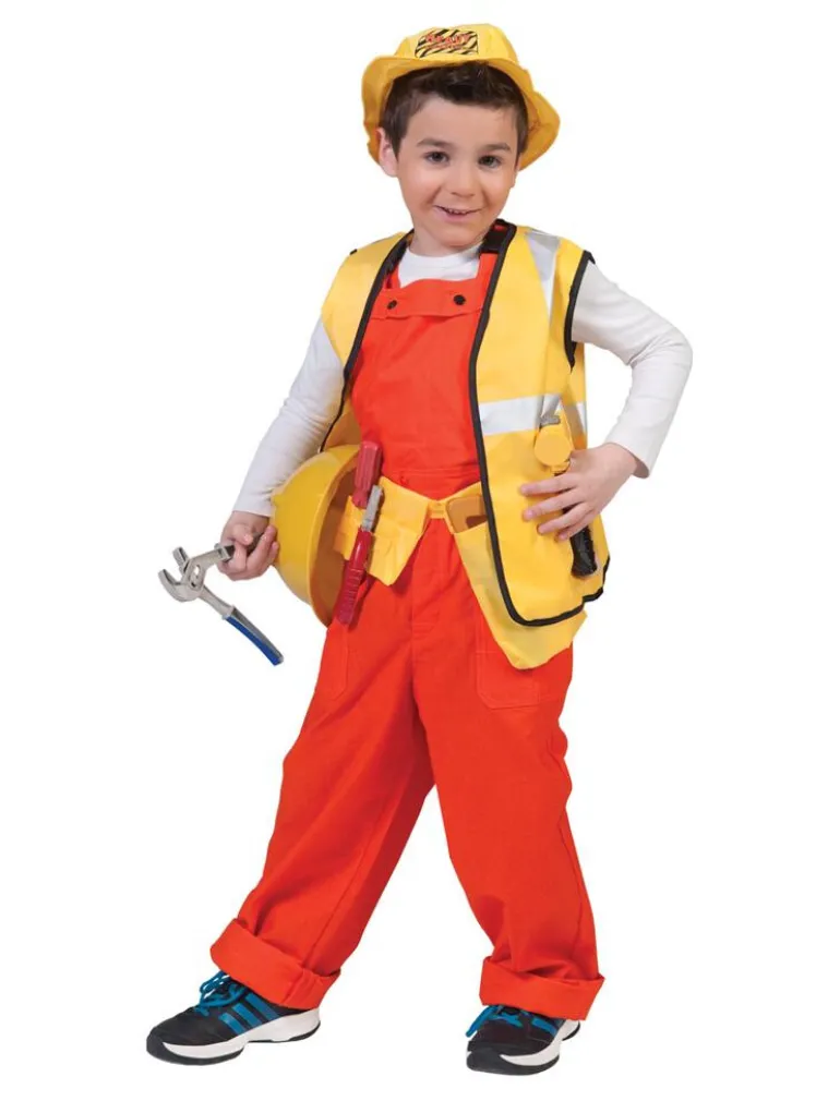 Déguisement Enfant Salopet Orange avec Veste Fluo - Taille 164