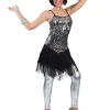 Déguisement Robe Paillettes Argentée avec Franges - Taille 44/46