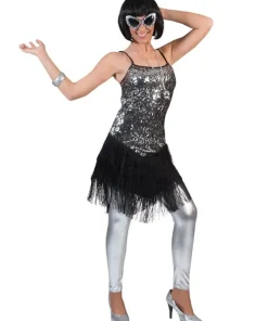 Déguisement Robe Paillettes Argentée avec Franges - Taille 40/42