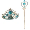 Ensemble princesse diadème + baguette avec pierres bleues