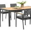 Ensemble table de jardin Jina avec plateau polywood - 6 chaises de jardin - Aluminium - Noir