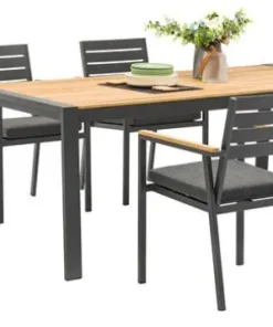 Ensemble table de jardin Jina avec plateau polywood - 6 chaises de jardin - Aluminium - Noir