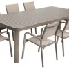 Ensemble table de jardin Capri avec table réglable - 8 chaises de jardin - Aluminium - Beige