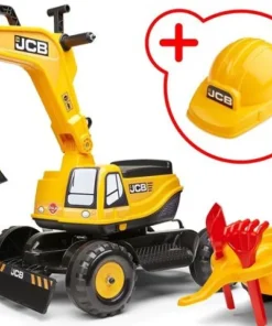 Falk pelleteuse JCB avec remorque et casque
