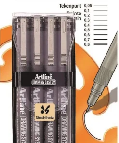 Feutre technique etui avec 0,2 - 0,4 - 0,6 - 0,8 mm noir