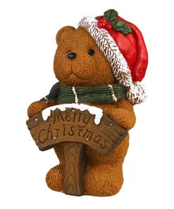Figurine ours Merry Christmas avec lumière LED 38cm