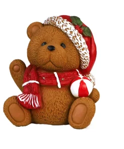 Figurine ours Noël avec boule et lumière LED 29cm