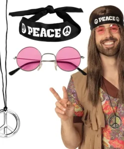 Hippie Set Peace deluxe - bandeau + lunettes + collier