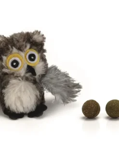 Jouet chat en peluche hibou avec ballon 9,5 cm
