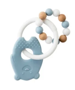 Lapidou Anneau dentition silicone ours et billes bois