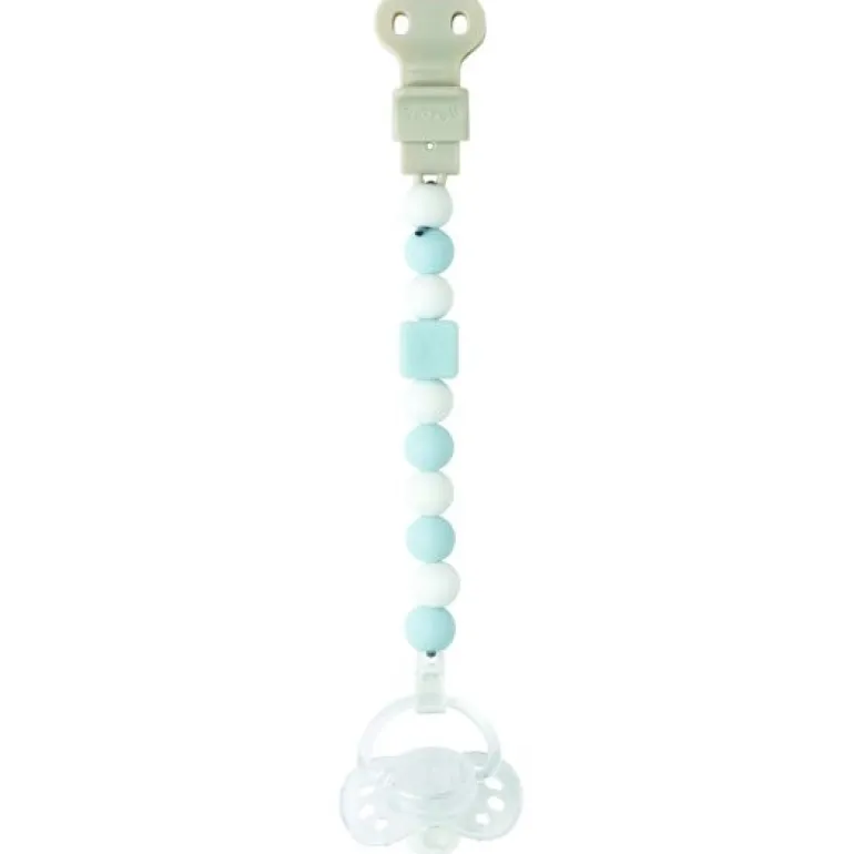 Lapidou Attache sucette Silicone bleu clair- blanc
