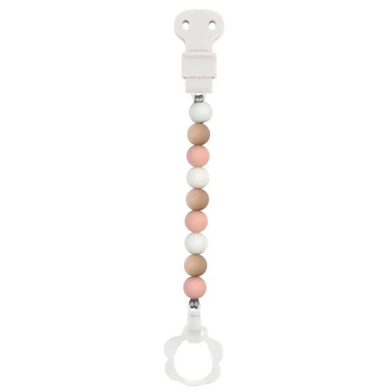Lapidou Attache Tétine Beige-Rose-Blanc