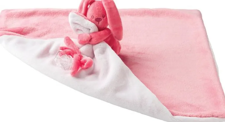 Lapidou Doudou couverture corail - rose ciel