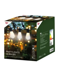 Lumière de Fête LED - 30 Grandes Ampoules - Blanc Chaud