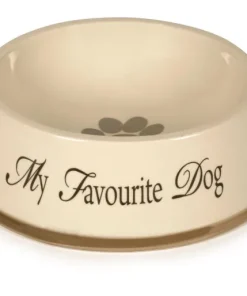 Mangeoire céramique 'My favourite dog' gris 22 x 8,5 cm