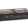 Mangeoire double 'My favourite dog' gris 30 x 16 x 6 cm