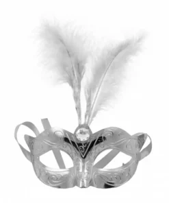 Masque Vénitien Argent Avec Plumes