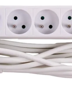 Multi-prises avec interrupteur et corde 3 m noir