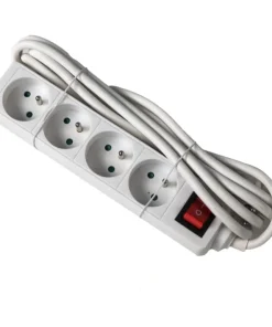 Multi-prises avec interrupteur et corde 3 m noir