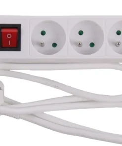 Multi-prises avec interrupteur et corde 1,5 m blanc