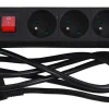 Multi-prises avec interrupteur et corde 1,5 m noir
