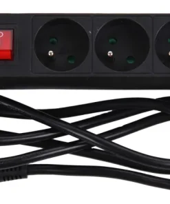 Multi-prises avec interrupteur et corde 1,5 m noir