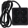 Multi-prises carré avec corde noir 1,5 m